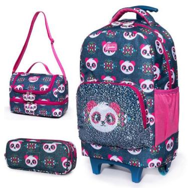 Imagem de Kit Mochila de Rodinha + Lancheira + Estojo Spector de Panda, U