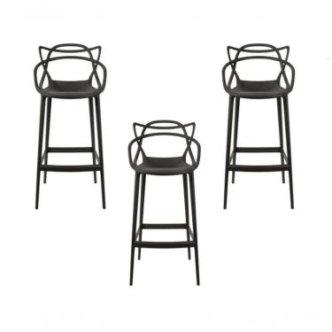 Imagem de Kit - 3 X Banquetas Médias Masters Allegra - 66 Cm - Preto