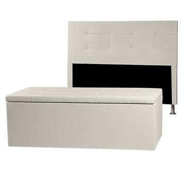 Imagem de Kit Cabeceira E Calçadeira Baú Casal King 1,95m Berlim Material Sintético Bege Dal Poz Estofados