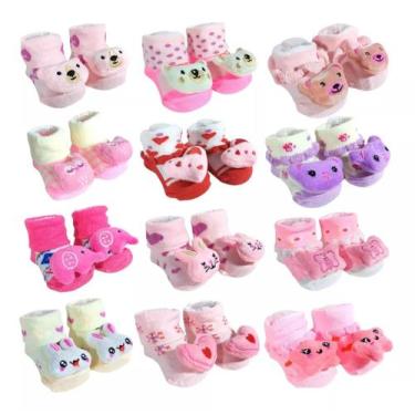 Imagem de Kit 6 Meias Bebê Sapatinho Pantufa Rn - 6 Meses - abc kids