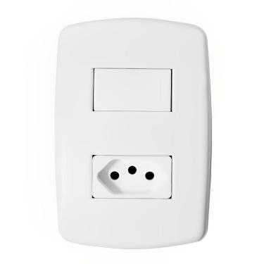 Imagem de Interruptor Simples + 1 Tomada Unidade 2p+t 10a Com Placa - Dc-8100-15 - Dicompel