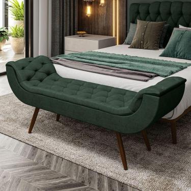 Imagem de Recamier Puff Estofado Casal 140 Cm Drusa Veludo Verde