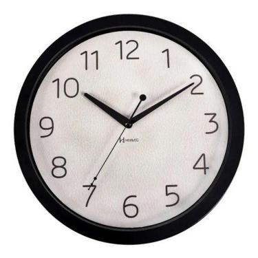 Imagem de Relógio De Parede Alumínio Imitando Couro Preto 6733