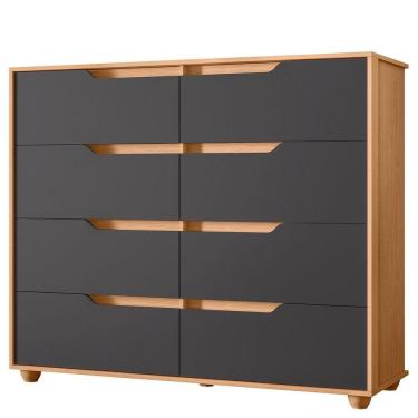 Imagem de Cômoda Grande 8 Gavetas Doble Flex Freijó Titanium