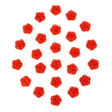 Imagem de Kit C/24 Miçangas em Resina Flor Rosa Vermelha 2 cm