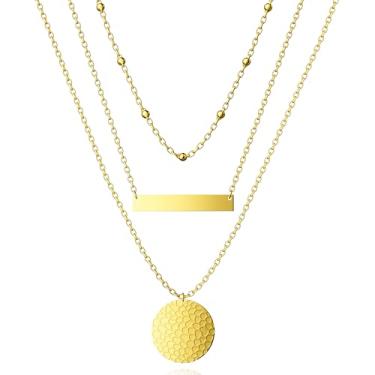 Imagem de Colar feminino com pingente delicado para mulheres, colar de ouro palted 18K, design simples, Large, Metal banhado a ouro 18k, Sem Pedra Preciosa