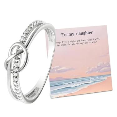 Imagem de Harry and Henry Presentes para filha, nó de amor, anel de compromisso, ouro, empilhável, joias modernas, presente de Natal para ela, Large, Zinco, Sem pedra preciosa