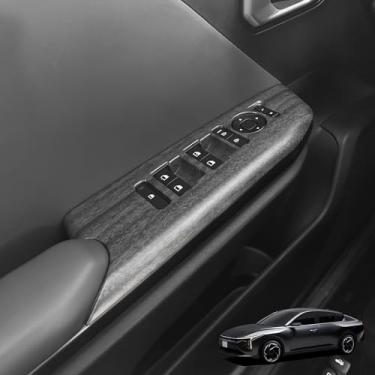 Imagem de JUIVEEL Tampa do painel do interruptor da janela interior do carro, tampa do botão de controle de vidro da porta lateral compatível com acessórios Kia K4 2025 2026 (estilo grão de madeira)