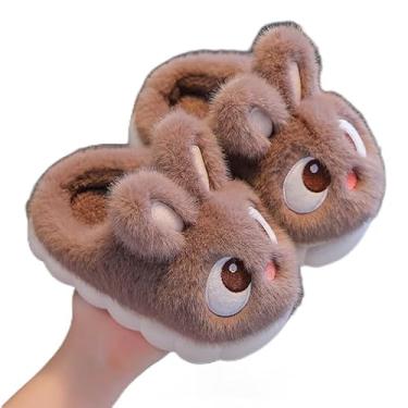 Imagem de Pantufas fofas para crianças, para meninos, para inverno, quente, para uso interno, coelhinho, Café, 7.5-8.5 Little Kid