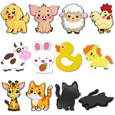 Imagem de Ímãs magnéticos de animais de fazenda fofos com costas inteiras de borracha tamanho grande ímãs educativos engraçados para presente de aprendizagem de geladeira