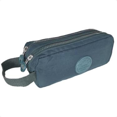 Imagem de Estojo Escolar Feminino Organizador Duplo C Alça Porta Lápis (Verde Azulado)