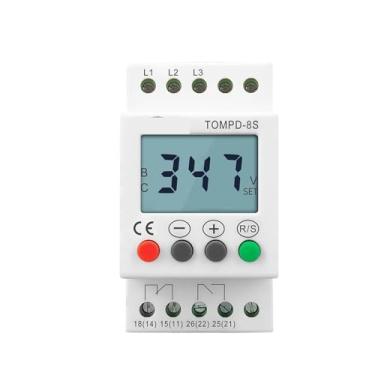 Imagem de Trilho DIN trifásico ajustável protetor de subtensão monitoramento de tensão relé de proteção