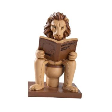 Imagem de Fxzqgnh Estátua de, Escultura de Animal para Decoração de Interiores, Figura em Resina, Decoração de Mesa para Lareira, Interiores, Escritório, Leitura Bege Amarelo, Tamanho real
