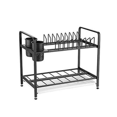 Imagem de BSNANCA Escorredor de pratos - escorredor de pratos com suporte de tábua de corte, 2 camadas, suporte de talheres grande (cor: B) (B) (A)