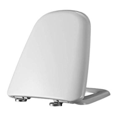Imagem de Assento de vaso sanitário em forma de quadrado, fechamento macio com dobradiças ajustáveis de liberação rápida, branco fácil de limpar. Branco