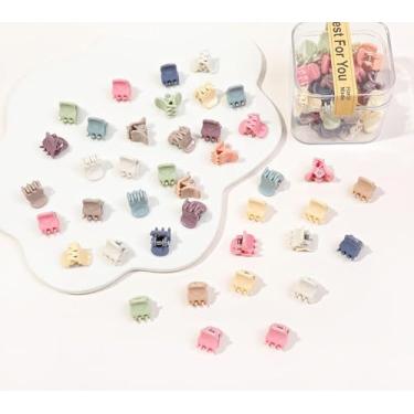 Imagem de 40 peças de grampos de cabelo para mulheres – Mini presilhas de garra, lindas garras coloridas para penteados grossos finos médios finos, acessórios de cabelo de plástico durável para fixação forte