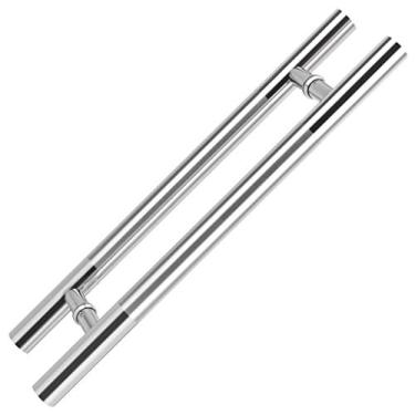 Imagem de Maçaneta de porta de vidro espessa de aço inoxidável tubular maçaneta de porta deslizante de madeira comercial 8 tamanhos (80 * 100 cm)