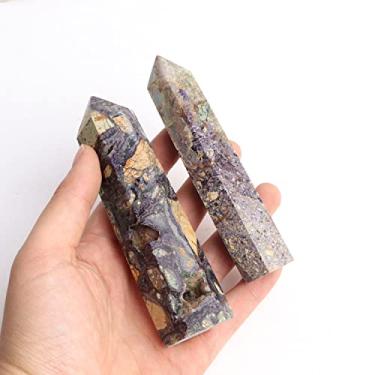 Imagem de EFEMIR Cheio de textura 1 peça ponto de fluorita natural varinha de quartzo colorido cristais pedra pedras preciosas presente decoração de casa adequado para decoração de móveis (cor: fluorita