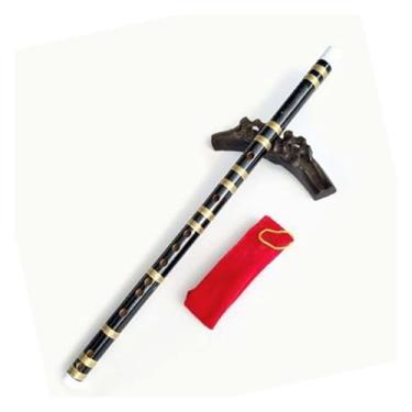 Imagem de Flauta de bambu instrumento profissional para iniciantes flauta entrada para flauta transversal preta (tecla D)