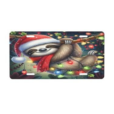 Imagem de Linda placa de licença de coala de Natal para frente do carro placas de carro metal de alumínio adequado para placa de porta de caminhão, bar, café, acessórios automotivos para homens e mulheres 15 x