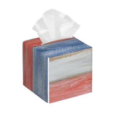 Imagem de Porta-lenços de papel quadrado de couro impermeável colorido à beira-mar organizador de papel facial com cinto inferior cubo estojo de lenços para mesa, banheiro, escritório, mesa, carro, decorativo