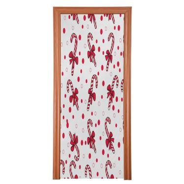 Imagem de ATTX Capa de porta da frente de bengalas de doces de Natal - Decoração de férias de tecido elástico lavável para festas, casa, decoração de porta da frente, 81 x 199 cm (252)