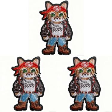 Imagem de U-Sky Costurar ou passar a ferro em adesivos Embriderados | Vários adoráveis designs de gatos de pelo curto com aplique | Adequado para jaquetas, bolsas, chapéus, jeans, artesanato DIY | Pacote com 3