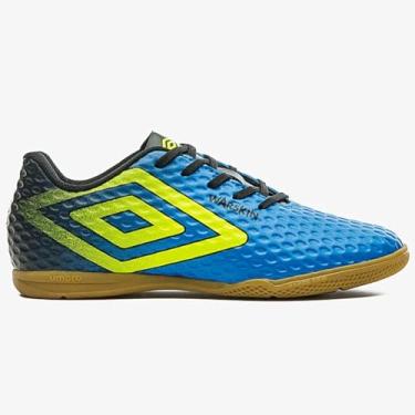 Imagem de Chuteira Futsal Umbro Warskin Jr,Azul Elétrico/Limão/Preto,36