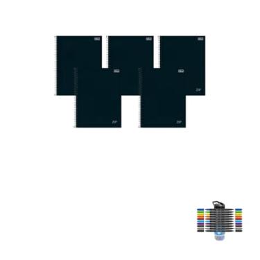 Imagem de Kit Caderno Universitário Zip Preto 80F Tilibra + Caneta Spiro 0.7mm + Marcador Brush 10 Cores Cis