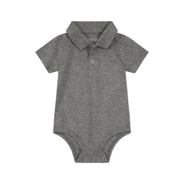 Imagem de Body polo bebê menino em meia malha Brandili-CINZA, GG, Cinza