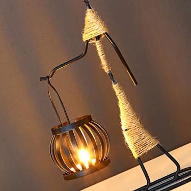 Imagem de Generic Candelabro Delicado Material de Ferro para Velas, Corda de Cânhamo, para Festas Festivas e Celebrações (Um tipo)