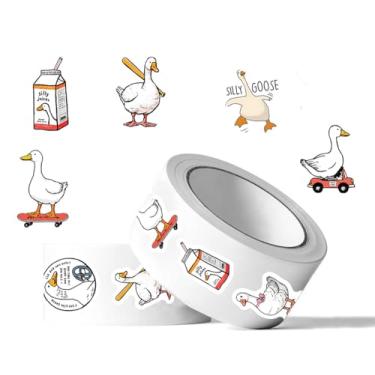 Imagem de Adesivos Silly Goose Roll, 500 peças de 2,8 cm engraçado ganso fofo à prova d'água adesivos de etiquetas para scrapbook decorações de garrafa de água para envelopes de presente