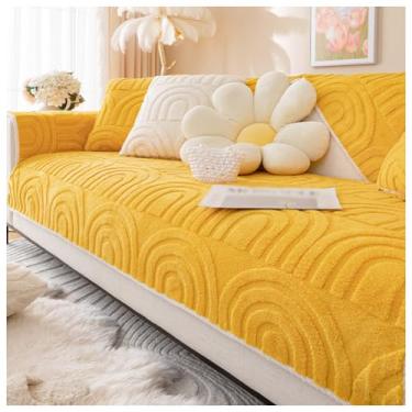 Imagem de SPXMQSS Capa para sofá, capas de sofá espessas antiderrapantes, capas de sofá de pelúcia macias, capas de almofada laváveis, capa de sofá universal em forma de L, protetor de móveis E 110 x 110 cm