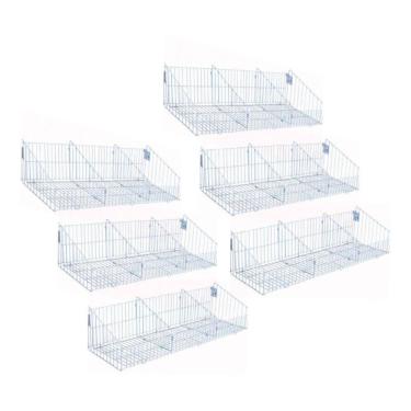 Imagem de Kit - 6 Cestos Com Divisórias Branco New Plus - Sa Gondolas