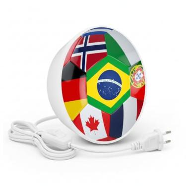 Imagem de Valori Home Luminária de Parede Bola Copa do Mundo, Arandela Decorativa Bivolt, Tema Copa 2026, 25x25x9cm, Polietileno, com Tomada e Interruptor, para Bar e Sala