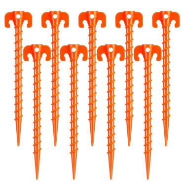 Imagem de Hikemax Estacas de barraca de plástico espiral pacote com 15 - estacas de barraca de praia resistentes de 25 cm - Equipamento essencial para acampamento, mochila, jardinagem e muito mais