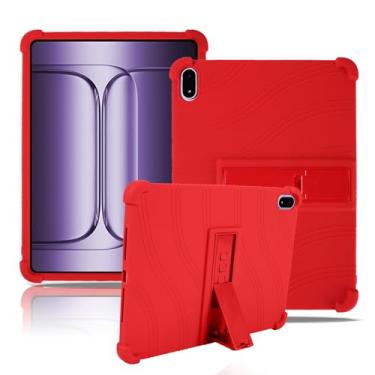 Imagem de Capa para tablet OnePlus Pad 3 de 13,3 polegadas, capa protetora NOUKAJU Tablet, suporte ajustável, silicone macio, capa de proteção de silicone para OnePlus Pad 3 (vermelho)