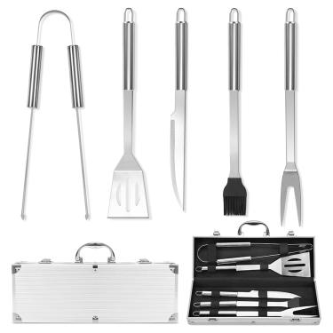 Imagem de Kit Churrasco, com Caixa de Alumínio, Kit para Churrasco, Kit Churrasco 6 Peças com Maleta, Kit Churrasco Conjunto, Jogo de Facas, Facas para Churrasco, Kit de Churrasco, Lâmina de Aço Inoxidável