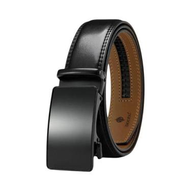 Imagem de Cinto De Couro Luxuoso Masculino Com Fivela Automática, Cinto De Negóc