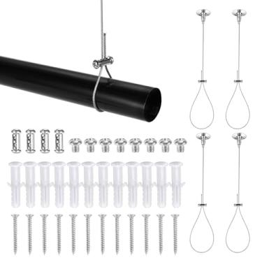 Imagem de Kit Suporte Varão de Armário No Teto, Suportes Premium Ajustáveis Varão de Armário Suporte Durável para Tubo Guarda-Roupa para Varões Curvos em Forma L e Retos