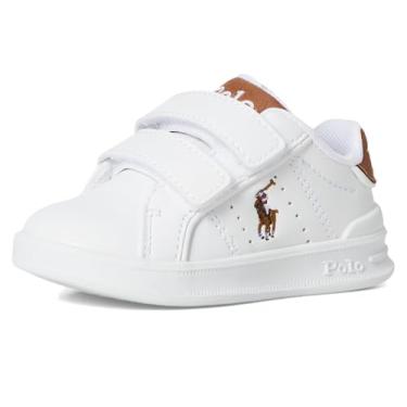 Imagem de POLO RALPH LAUREN Tênis infantil unissex Heritage Court Iii Ez (infantil), Branco/bronze, 20