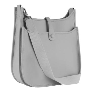 Imagem de Bolsas transversais de couro para mulheres bolsa de ombro grande Hobo couro PU bolsas e bolsas de mão, Cinza