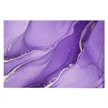 Imagem de CEBUGI Tapete de área 60 x 90 cm, macio, lavável, antiderrapante, com suporte de borracha, estampa de mármore roxo, para sala de estar, quarto, decoração de casa