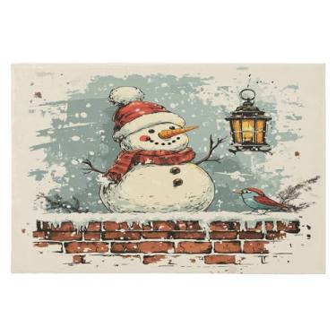 Imagem de CEBUGI Tapete de área 60 x 90 cm macio lavável tapete antiderrapante com suporte de borracha tapetes de área de boneco de neve para sala de estar, quarto, decoração de casa