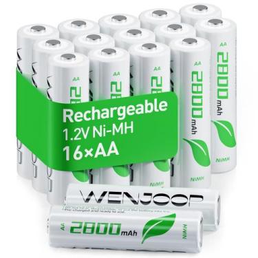 Imagem de Baterias AA recarregáveis WENJOOP 2800mAh de alta capacidade, pacote c