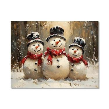 Imagem de Pôster de paisagem de Natal inverno fazenda alce pinhas boneco de neve natureza pintura em tela impressão de parede decoração de sala de estar (SKU11,50.8x71.1 cm = (50 x 70 cm), sem moldura)