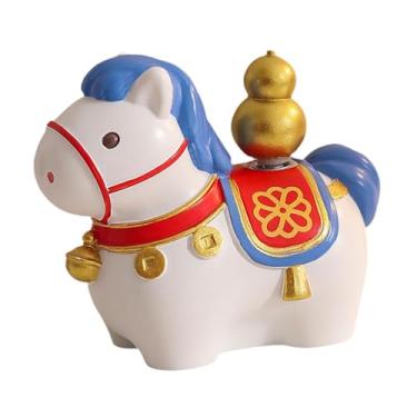 Imagem de predolo Miniatura de Cavalo Artesanal para Decoração de Casa, Estátua de Cavalo para Mesa, Enfeite para Quarto e Festas, Branco Azul