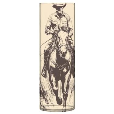 Imagem de CEBUGI Vaso cilíndrico de cowboy, 10 x 30 cm, vaso cilíndrico para flores, vaso transparente inquebrável para festa de casamento, decoração de casa