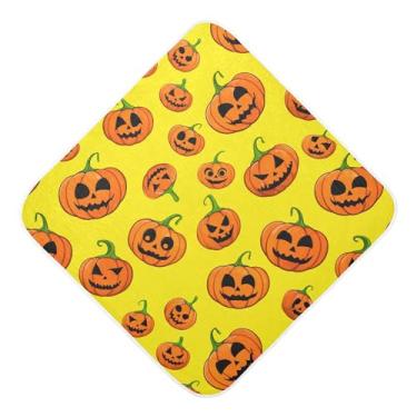 Imagem de Burbuja Toalha de banho de bebê Jack O Lantern Pumpkins - Toalha de banho macia e absorvente de algodão musselina com capuz para recém-nascidos, 76 x 76 cm
