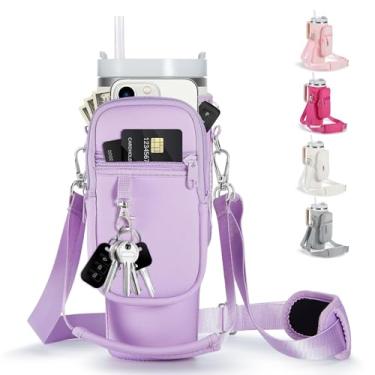 Imagem de Bolsa de transporte para garrafa de água com vários bolsos para copo Stanley Cup 40/850 g com isolamento de neoprene bolsa transversal com ombro ajustável e alça de mão, acessórios para copo Stanley